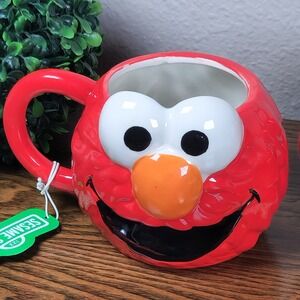 Set 2-Sesame Street Elmo‎ Mug 3D Sculpted Ceramic Coffee Cup Tea Hand Painted
